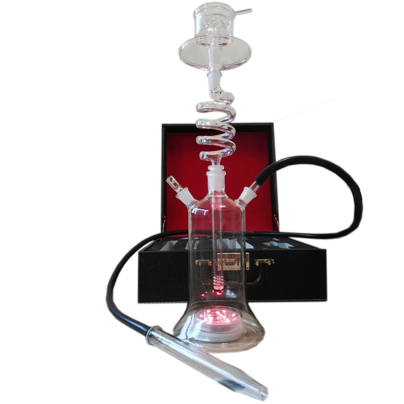 Nouvelle chicha spirale en verre -Paquet Travel bag en cuir